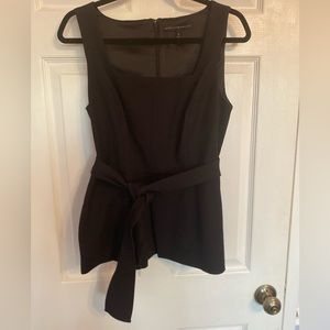 White House black market black peplum tie waist blouse- size 10